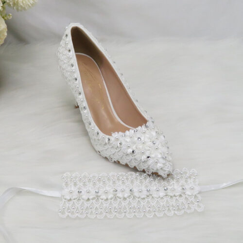 BaoYaFang Chaussures plateforme talons hauts pour femmes fleur blanche bride la cheville avec ceinture mariage nouveaut 18.jpg 640x640 18