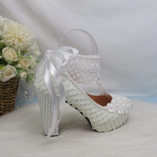 BaoYaFang Chaussures plateforme talons hauts pour femmes fleur blanche bride la cheville avec ceinture mariage nouveaut 4.jpg 640x640 4
