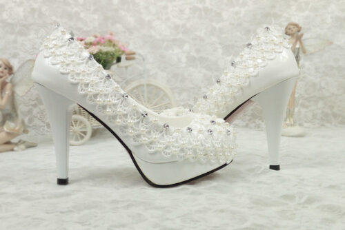 BaoYaFang Chaussures plateforme talons hauts pour femmes fleur blanche bride la cheville avec ceinture mariage nouveaut 45.jpg 640x640 45