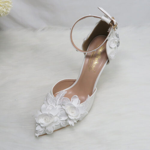 BaoYaFang Escarpins fleurs blanches pour femmes chaussures de mariage talons hauts chaussures plateforme pour dames robe 71.jpg 640x640 71