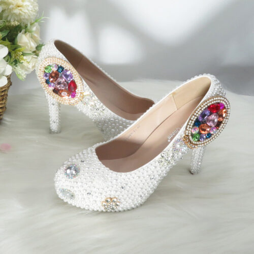BaoYaFang chaussures de mariage perles blanches pour femmes talons hauts bout rond escarpins hauts la mode 38.jpg 640x640 38